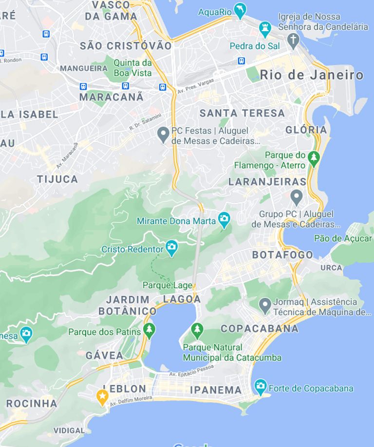 Mapa da Zona Sul RJ